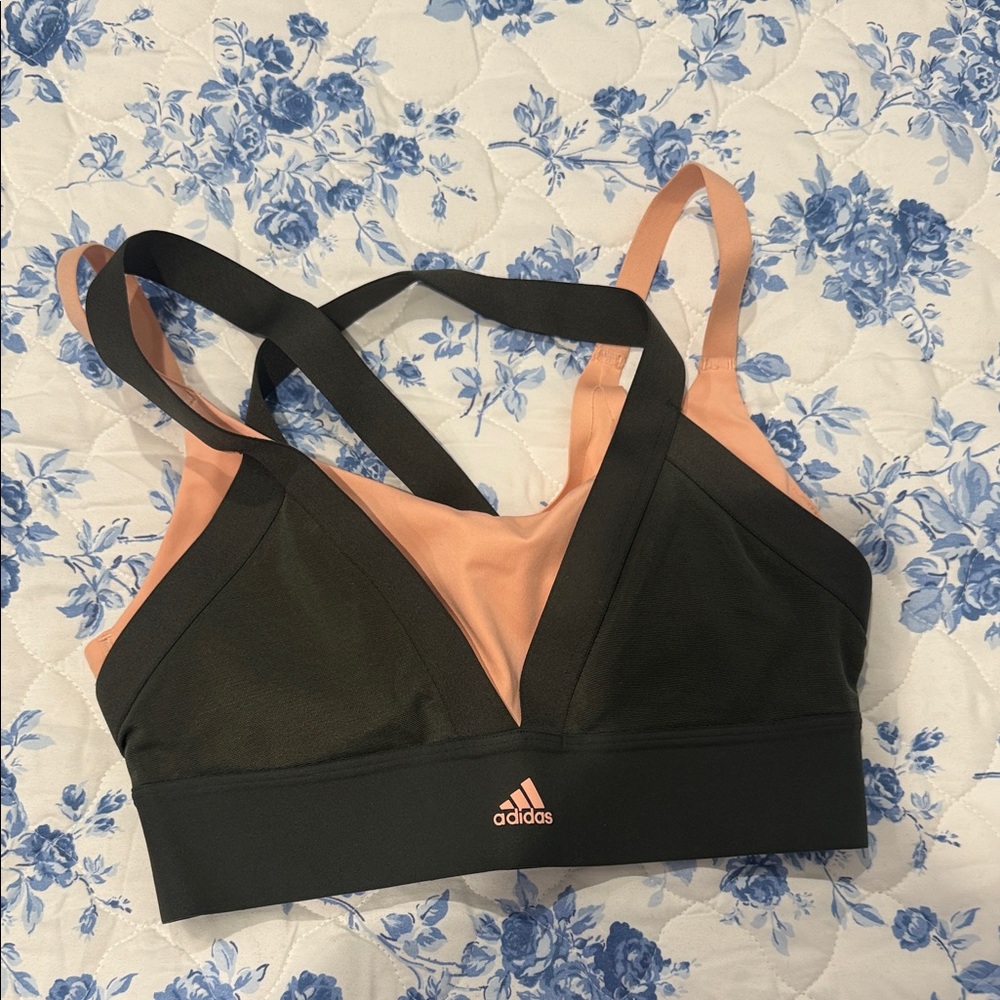 Adidas Women's Black and Coral Sports Bra